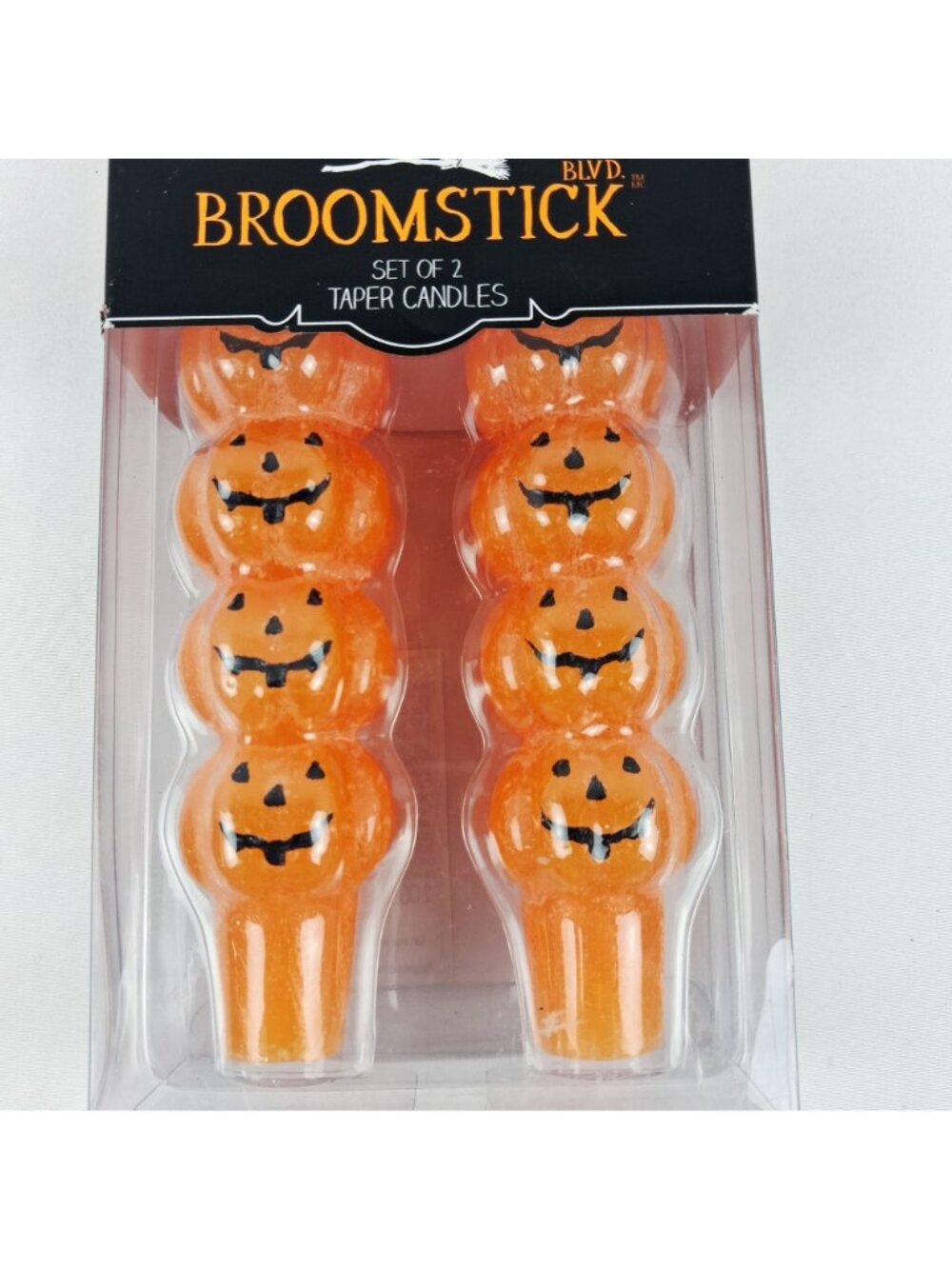 Broomstick Blvd Halloween Stacked Pumpkins Taper Candles 9.75" Hocus Pocus - Picture 5 of 8
